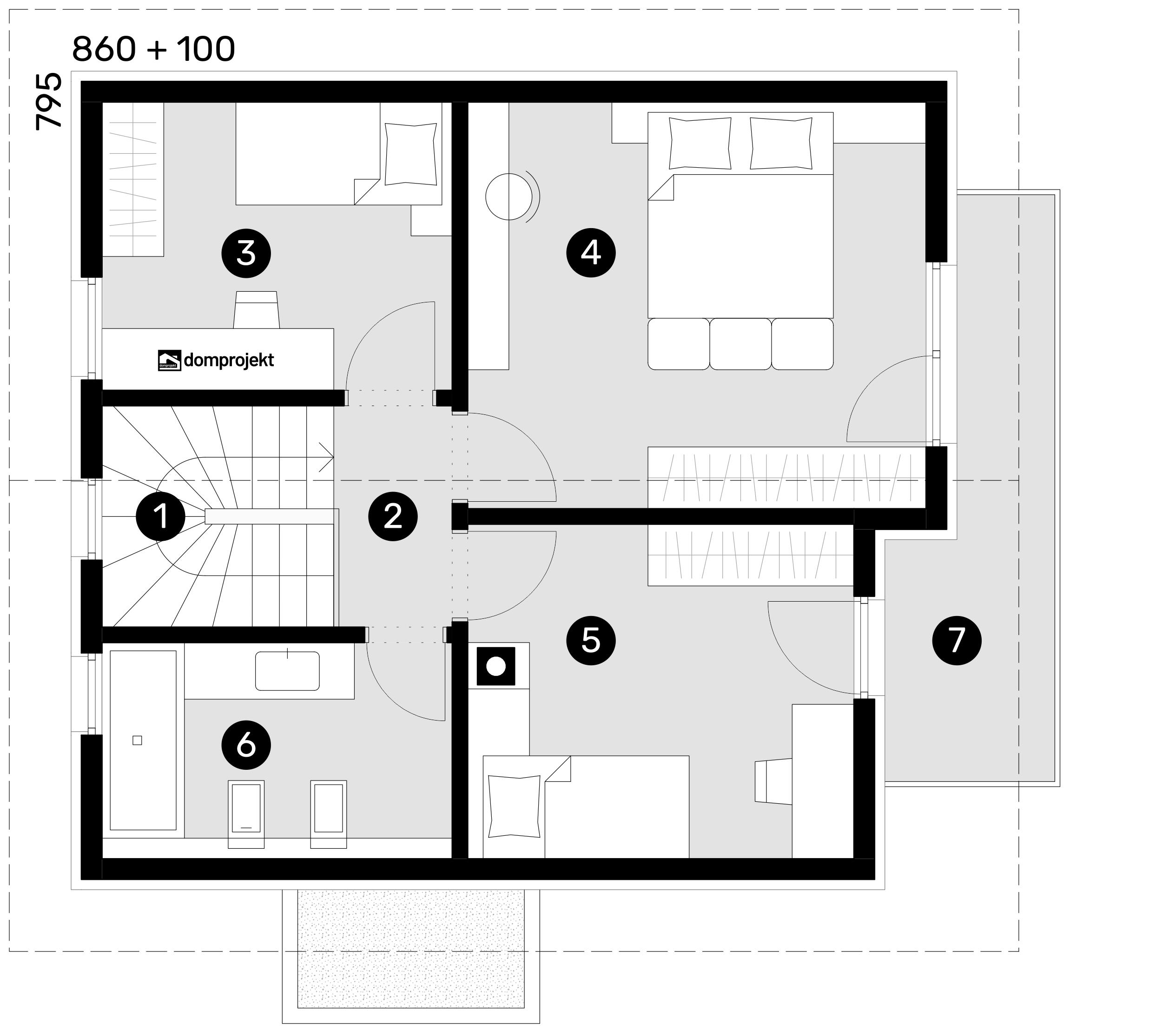 Attic floor plan – prefab house Alma