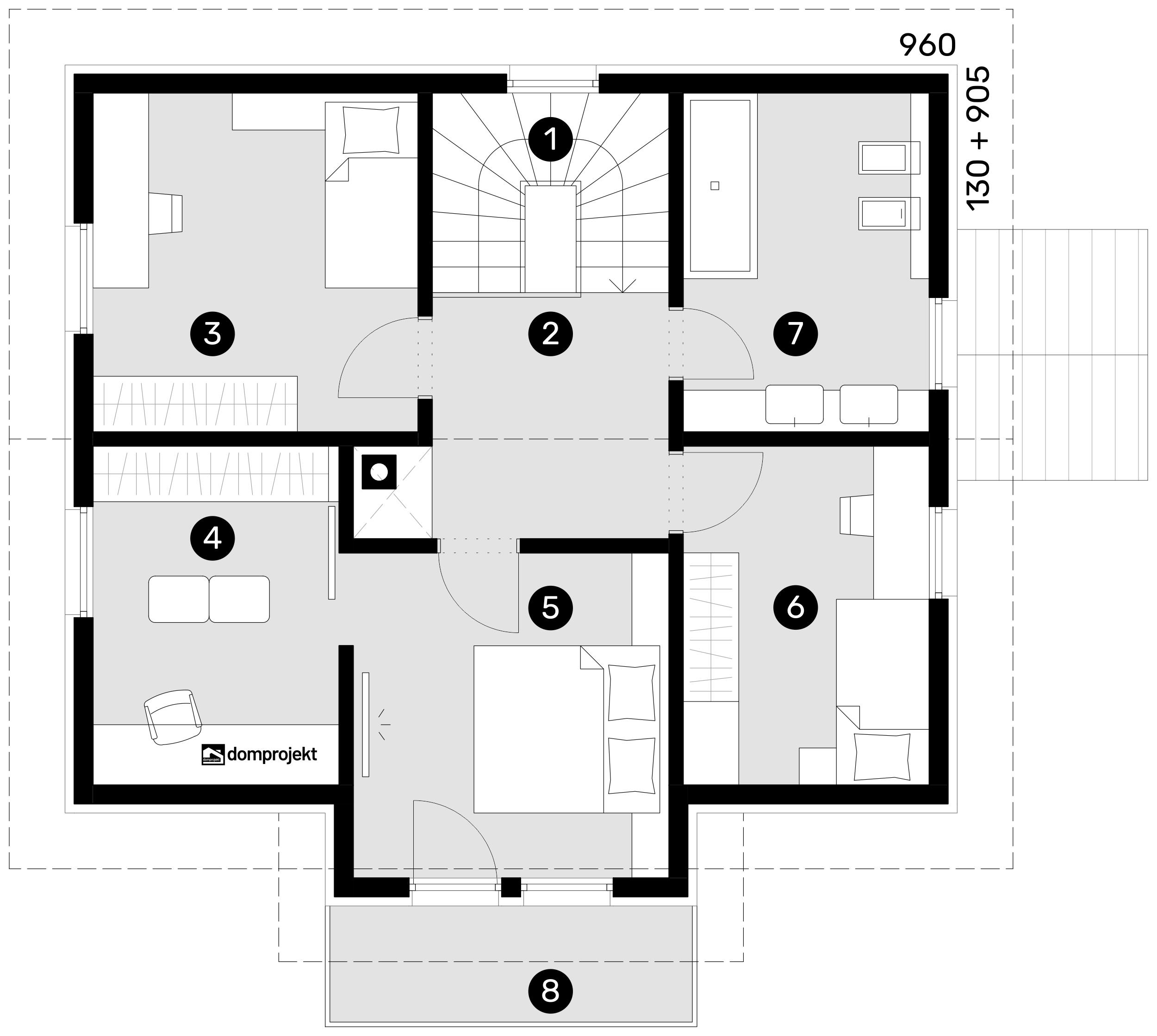 Attic floor plan – prefab house Doris