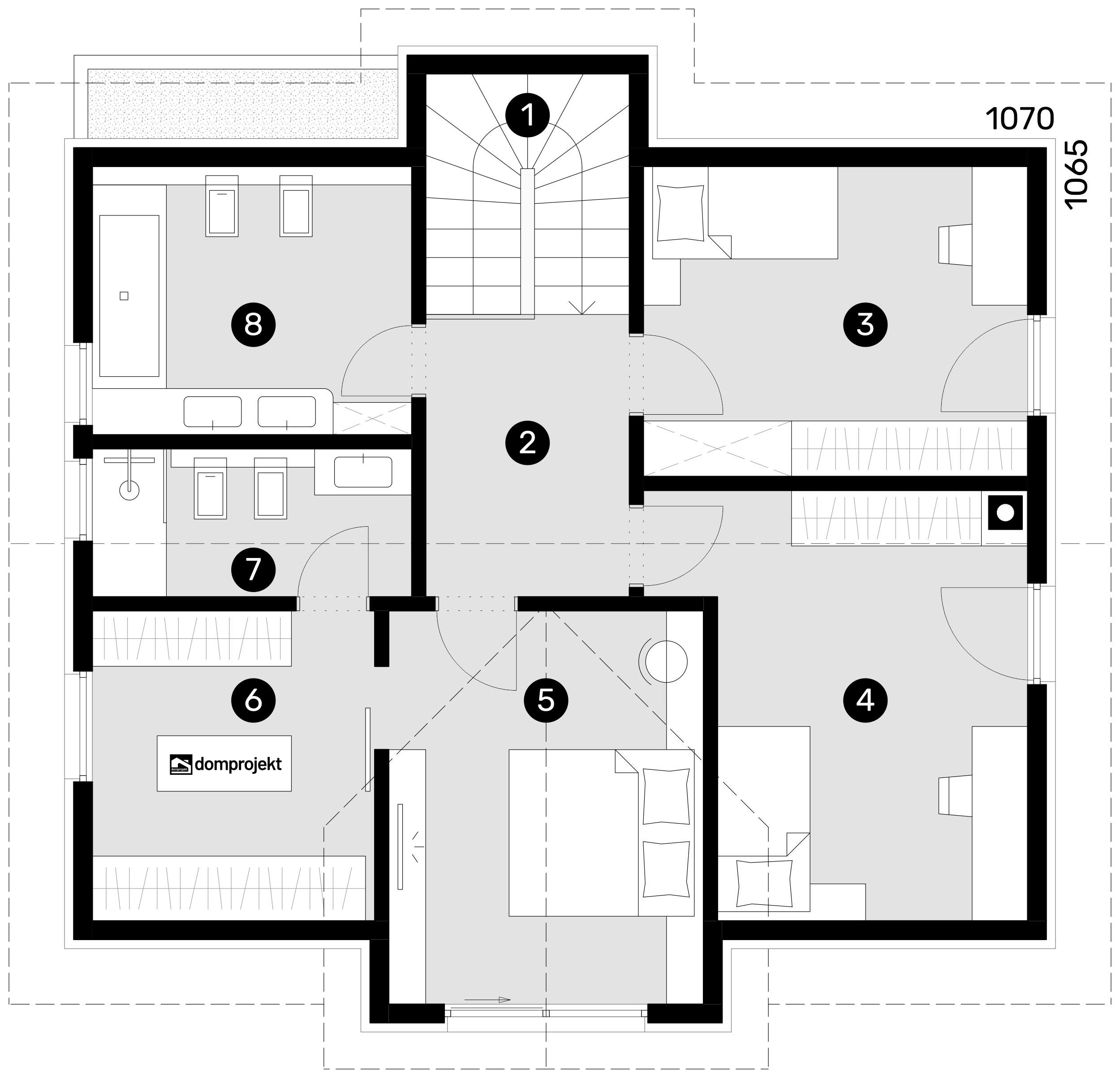 Attic floor plan – prefab house Emanuela