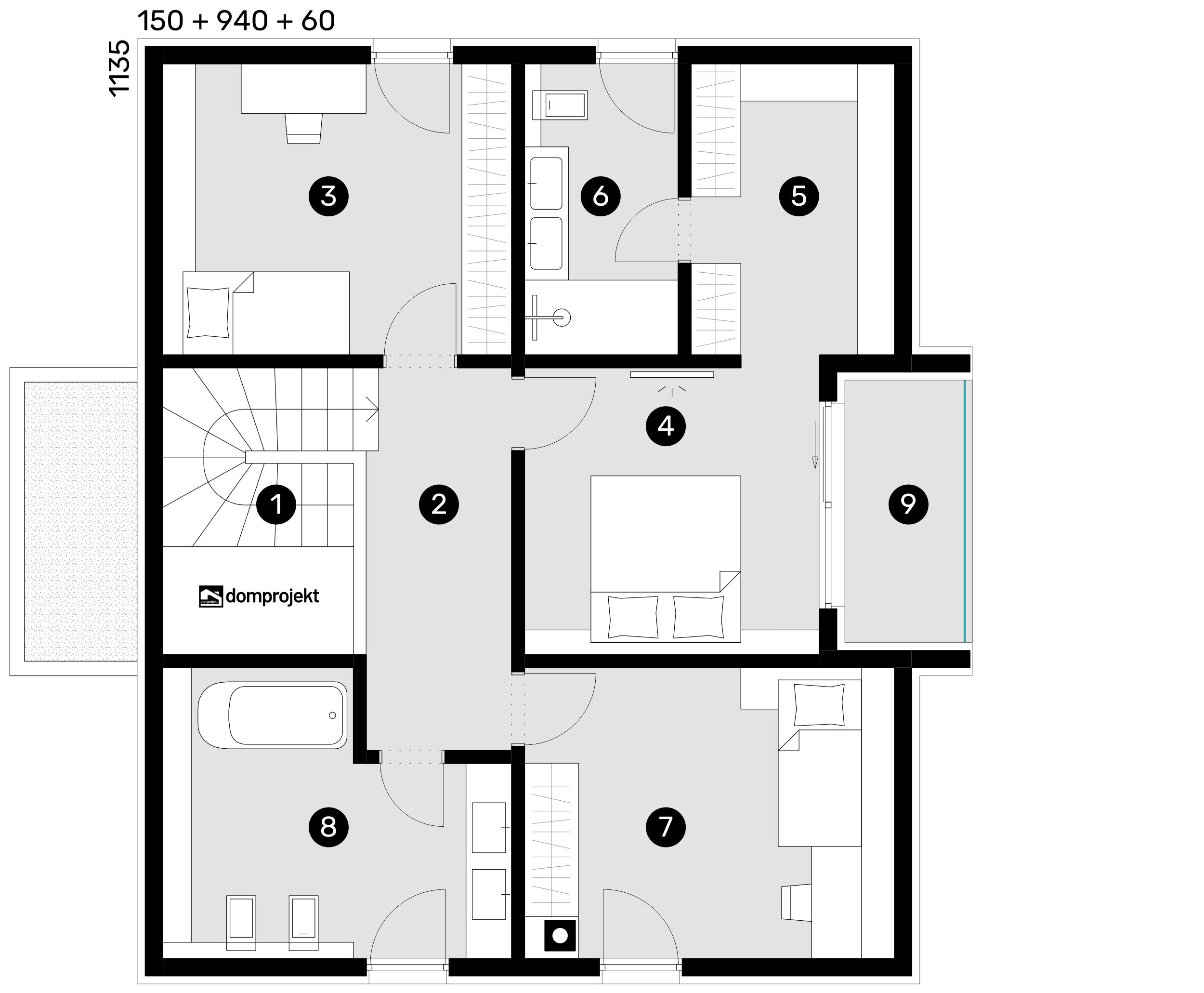 Attic floor plan – prefab house Laura