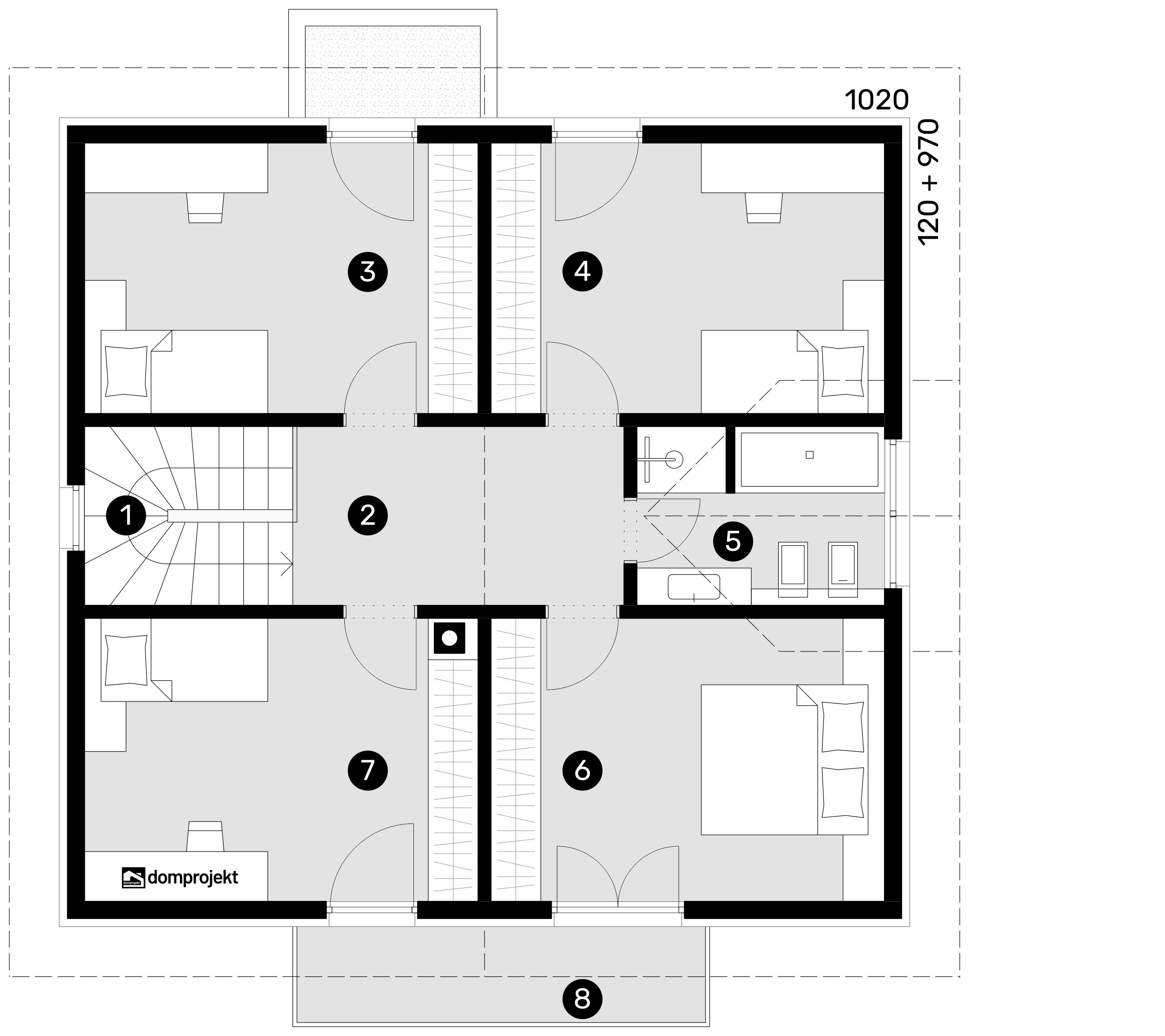 Attic floor plan – prefab house Lena