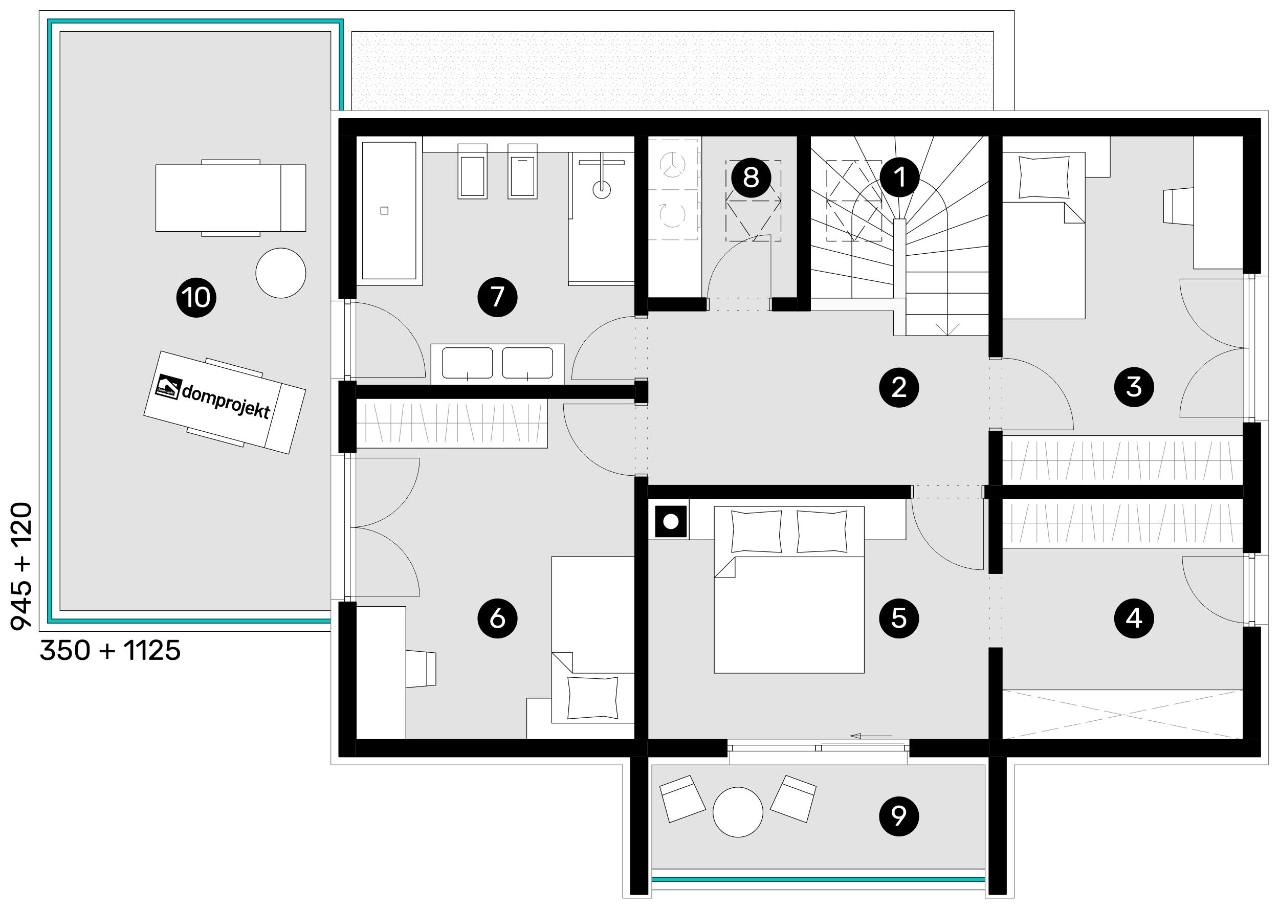 Attic floor plan – prefab house Patricia