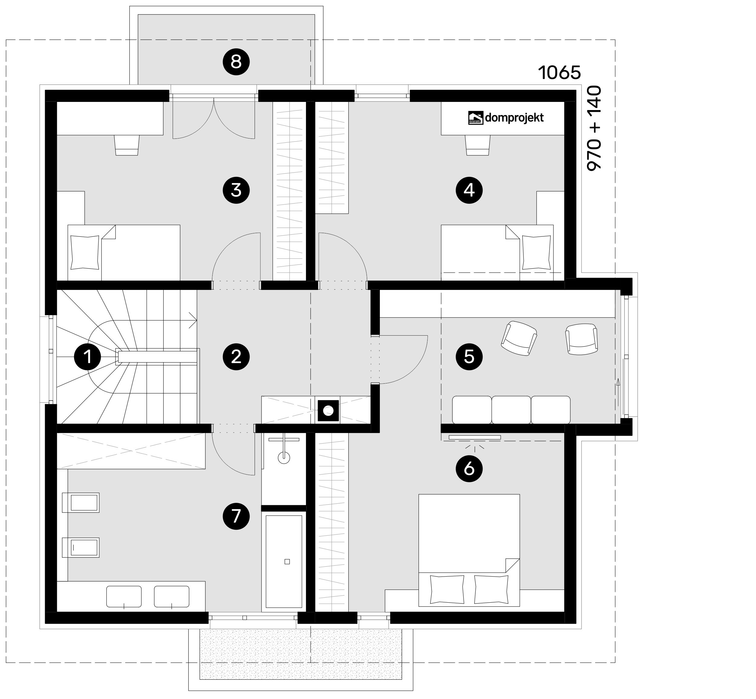 Attic floor plan – prefab house Renata