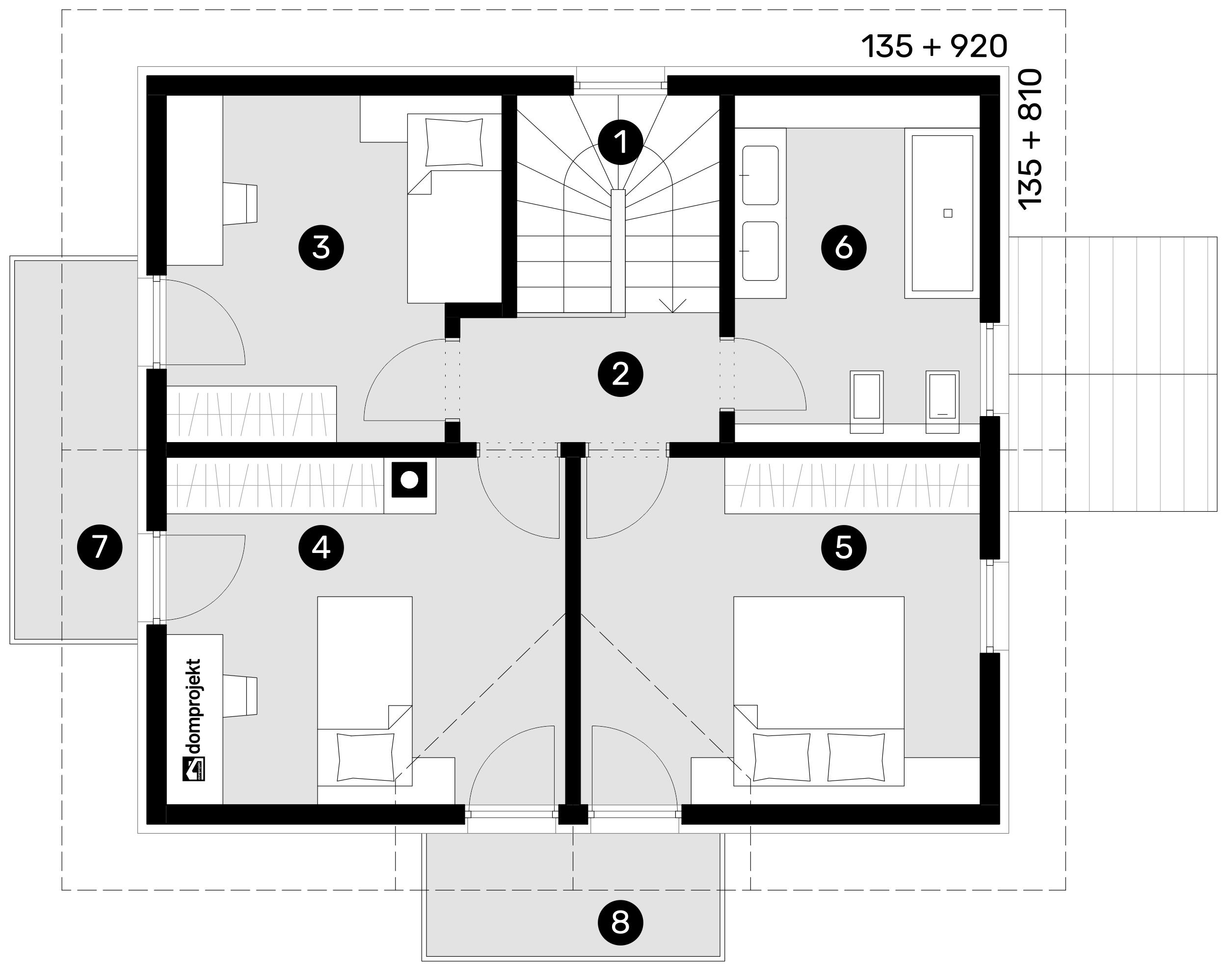 Attic floor plan – prefab house Venera