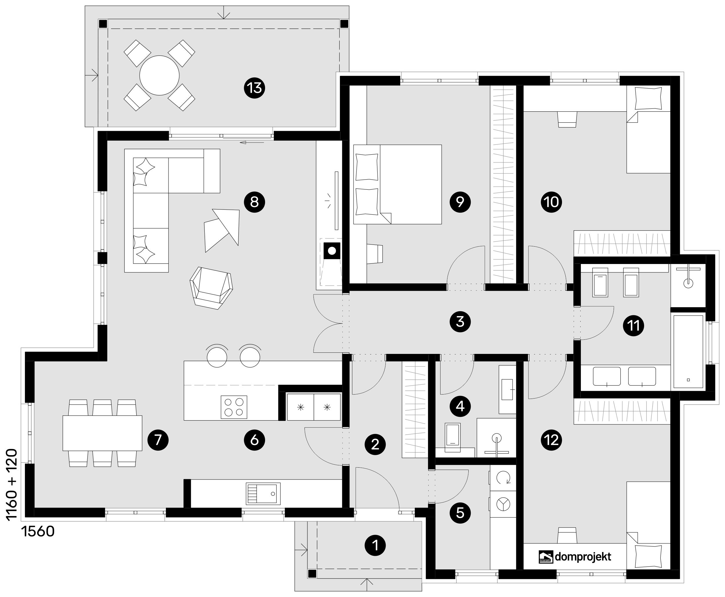 Ground floor plan – prefab house Bela
