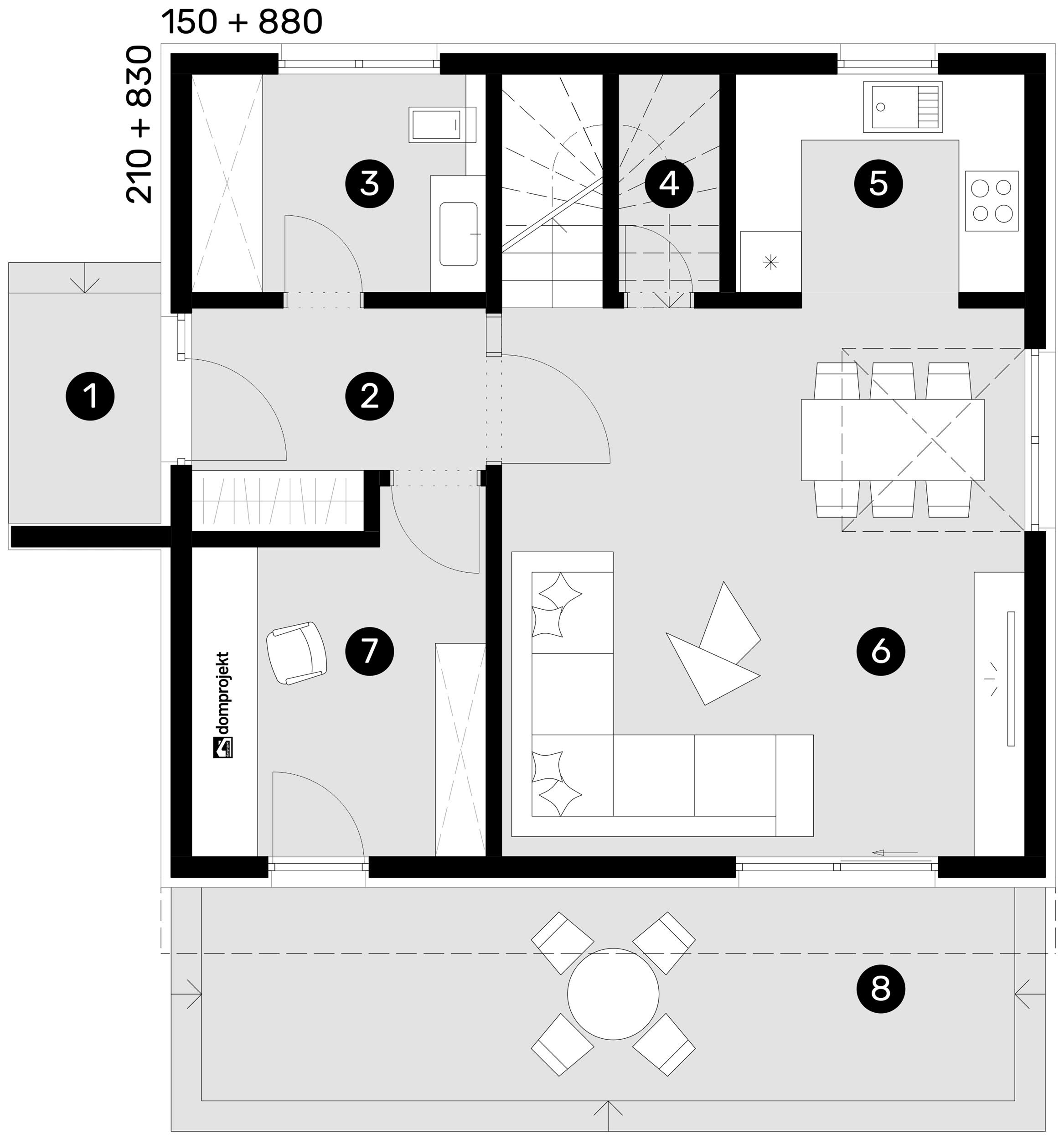 Ground floor plan – prefab house Ines