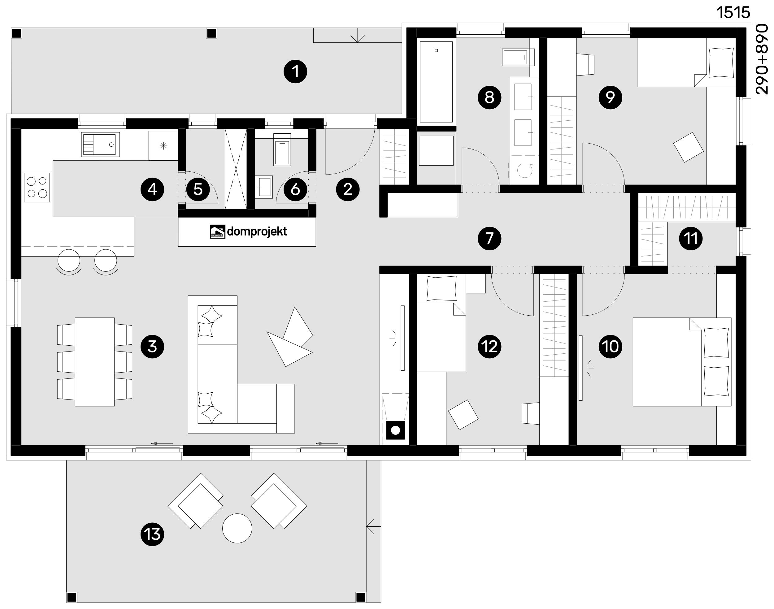 Ground floor plan – prefab house Ingrid