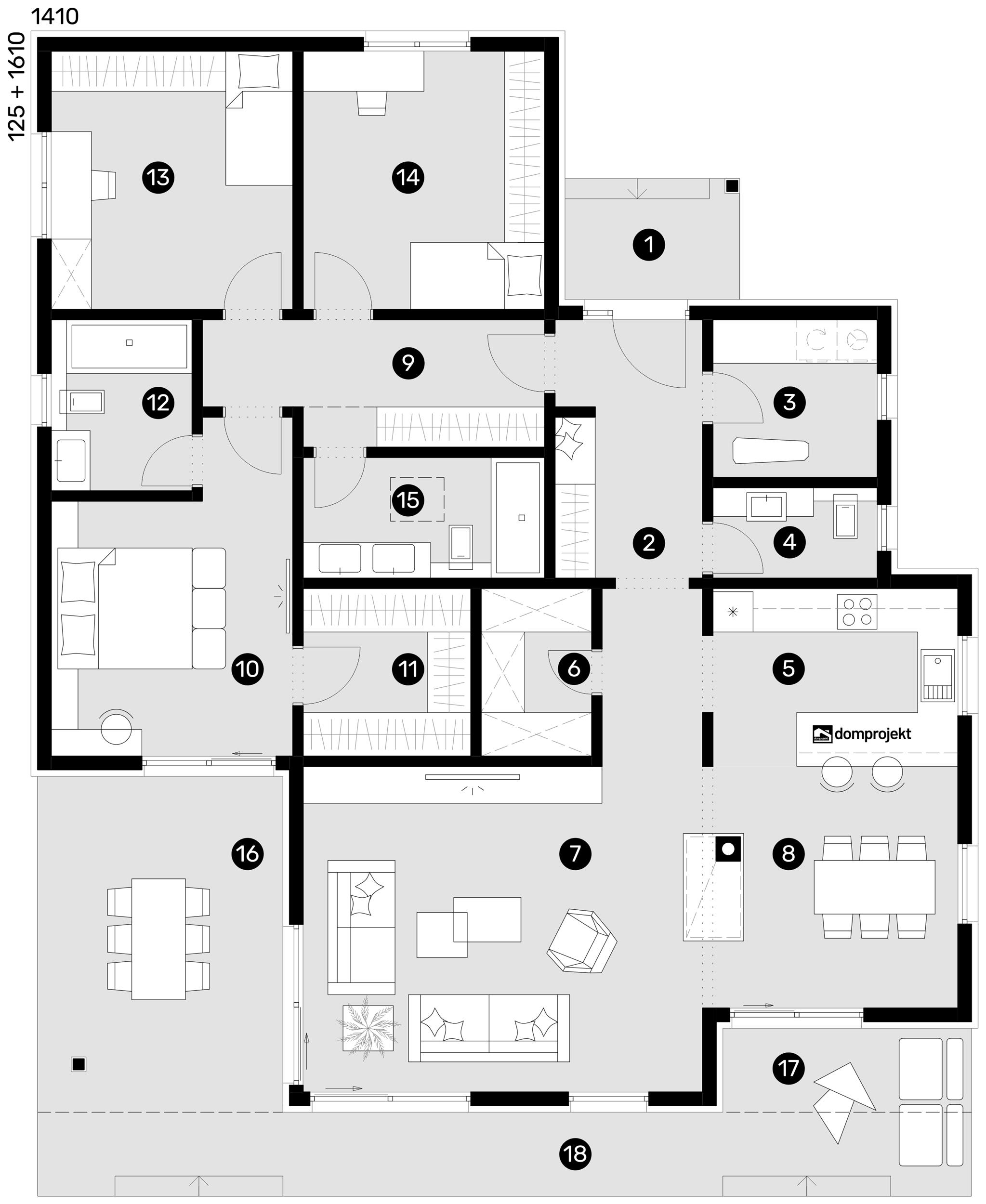 Ground floor plan – prefab house Rina