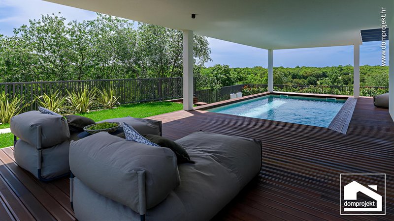 Contemporary prefab house with pool in Bale