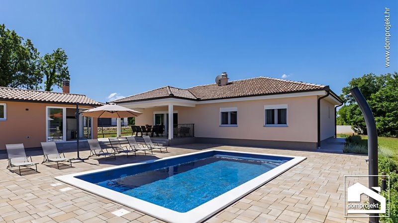 Modern prefab house with pool in Kunj
