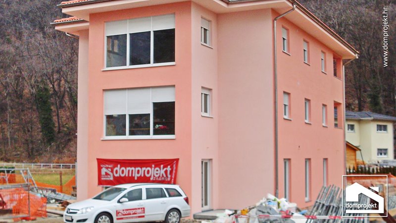 Modern prefab apartment building in Biasca