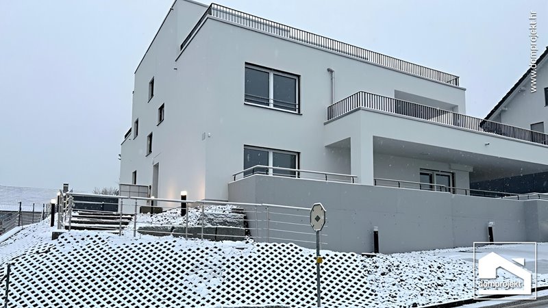 Modern prefab apartment building in Reinach