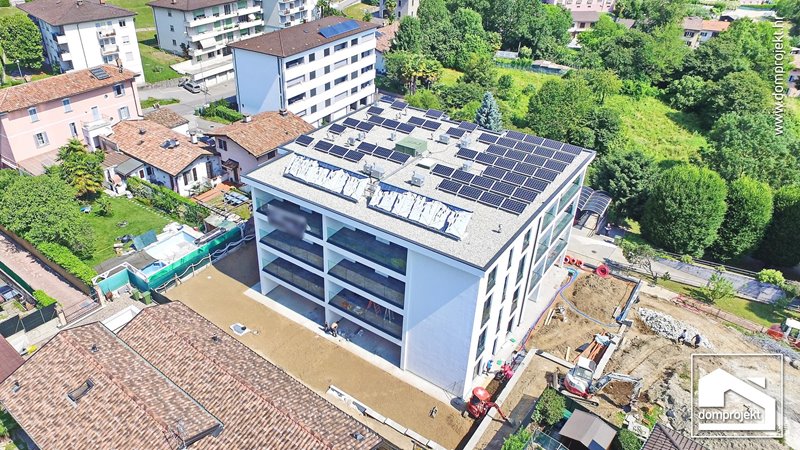 Modern prefab apartment building in Vacallo