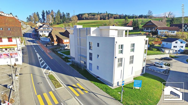Energy-efficient prefab apartment building in Pfaffnau
